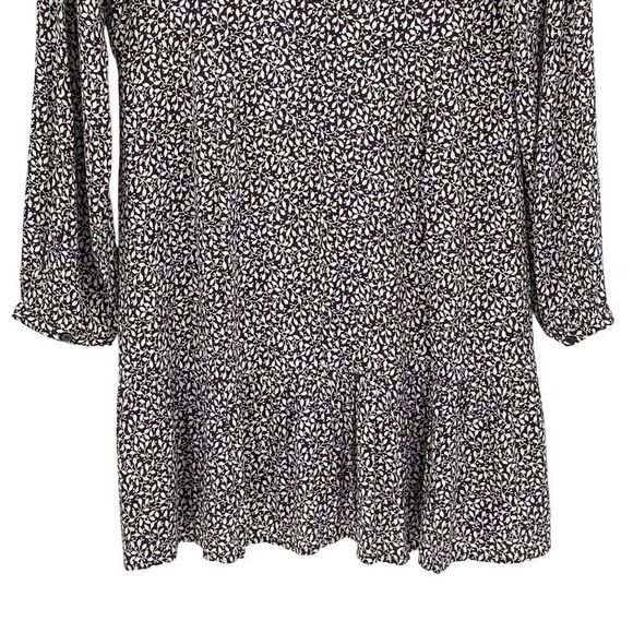 Loft Vine Ruffle Tie Neck‎ Dress Knee Length Long Sleeves Purple Women Size 8 - Picture 11 of 14